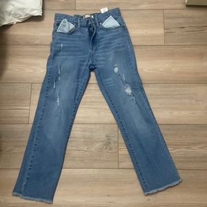 size 14 Levi’s high rise straight light blue jeans